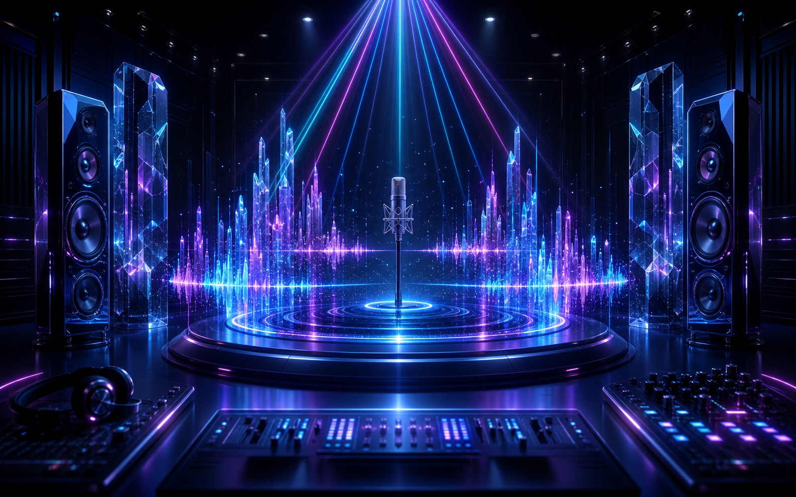 Illustration of structured lyrics becoming vocal audio waves